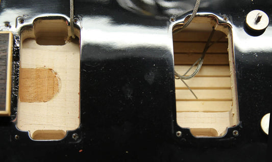 control cavity access beneath es-335 bridge pickup