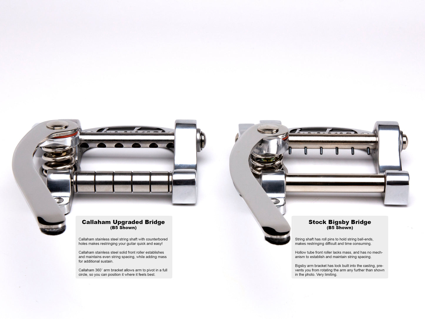 bigsby b5 vibrato with and without callaham components