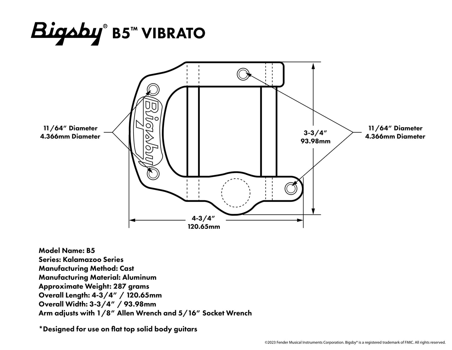 bigsby b5 specifications