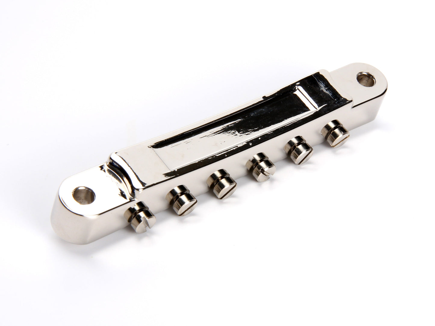 Non-wired ABR-1 bridge, zinc body, notched titanium saddles, nickel plated, underside