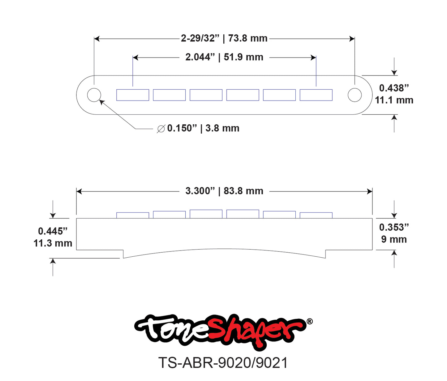 Dimension drawing for ABR-1 bridge