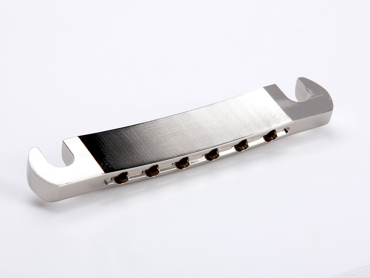 USA-made billet CNC stopbar tailpiece, bell brass, underside