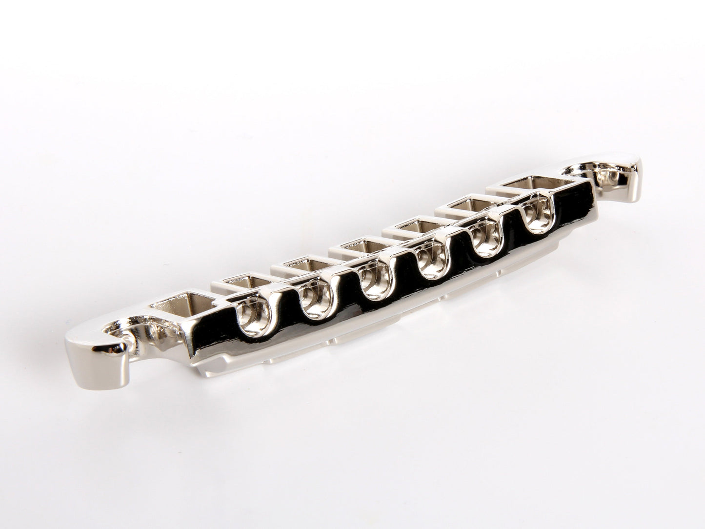 OEM lightning bar wraparound tailpiece compensated for unwound G string, nickel-plated zinc, ball end tunnels