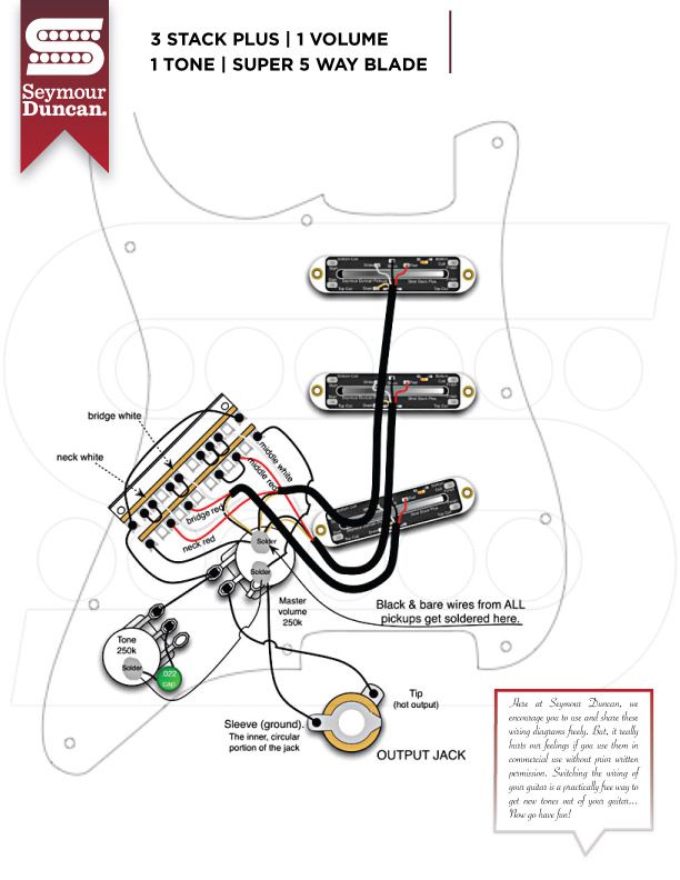 Duncan Wiring Diagram, Classic Stack Plus, 4-Pole VT