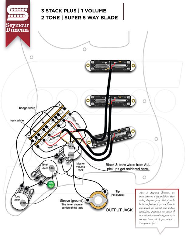 Duncan Wiring Diagram, Classic Stack Plus, 4-Pole VTT