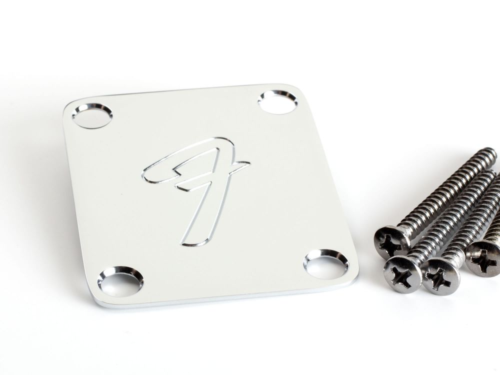 Fender Neck Plate, Chrome, "F"