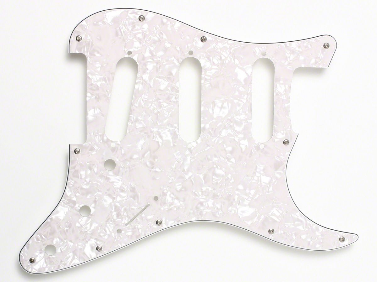 Fender Stratocaster Pickguard, 11-Hole, White Pearloid – ToneShapers