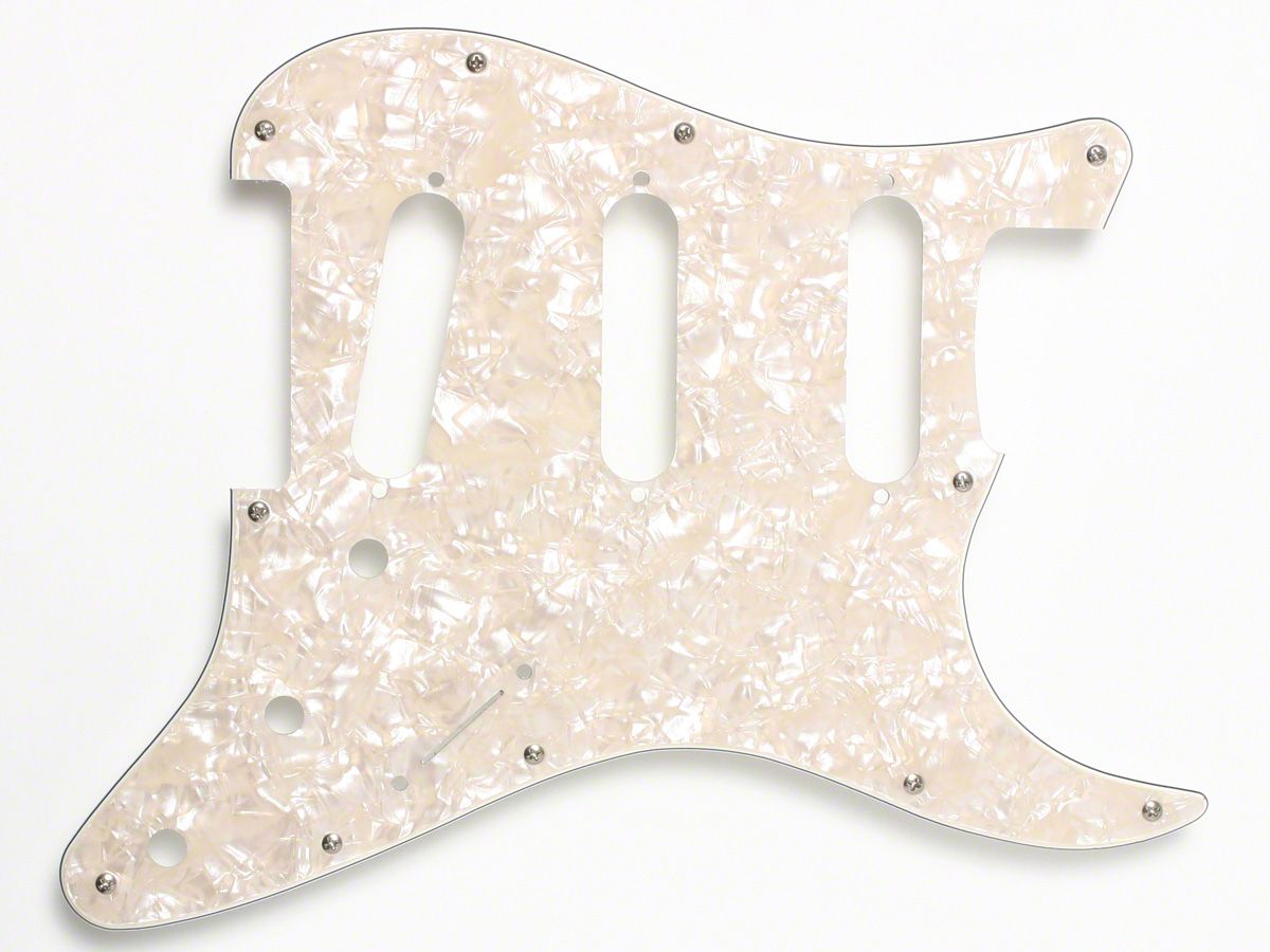 Fender Stratocaster Pickguard, 11-Hole, White Pearloid – ToneShapers
