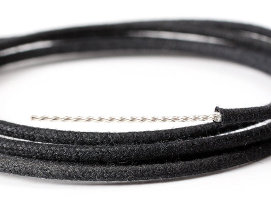 Wire, Cloth Push Back, 22 AWG Tinned Overcoat, Black