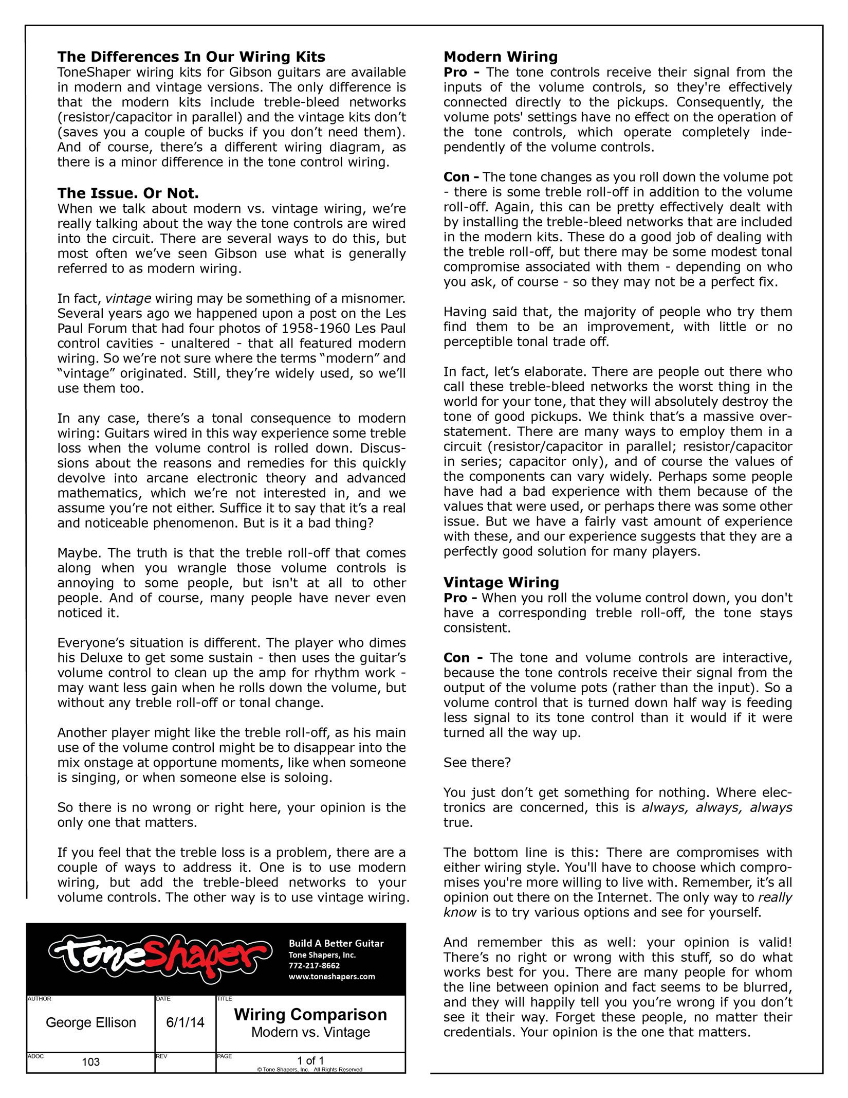 Vintage vs. Modern Wiring