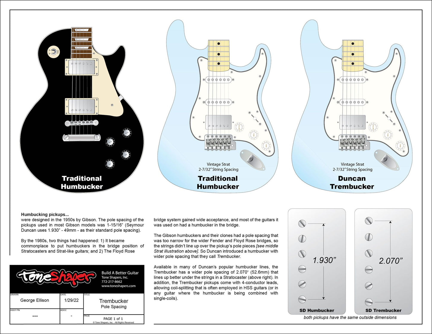 Trembucker Pole Spacing vs Traditional Humbuckers