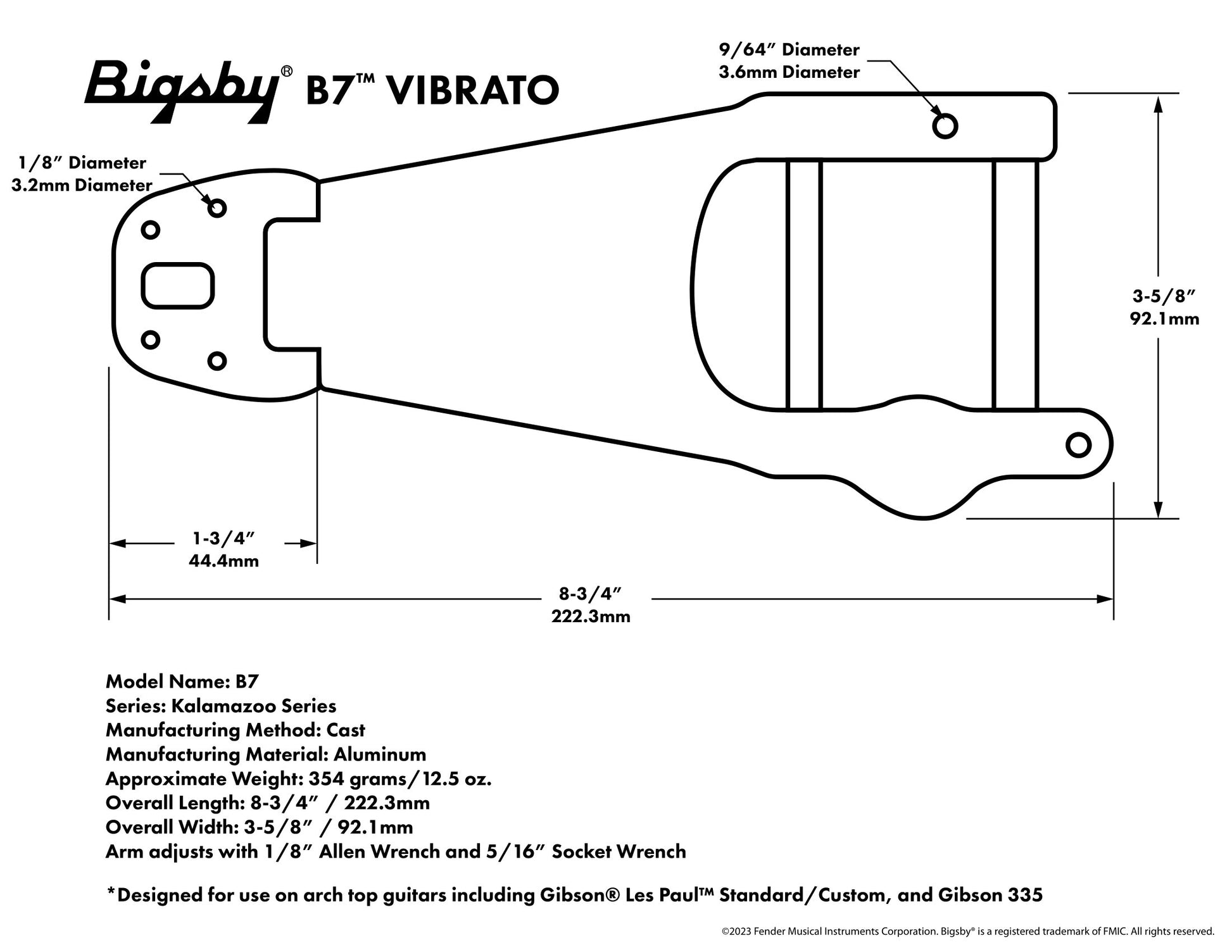 bigsby b7 vibrato specifications