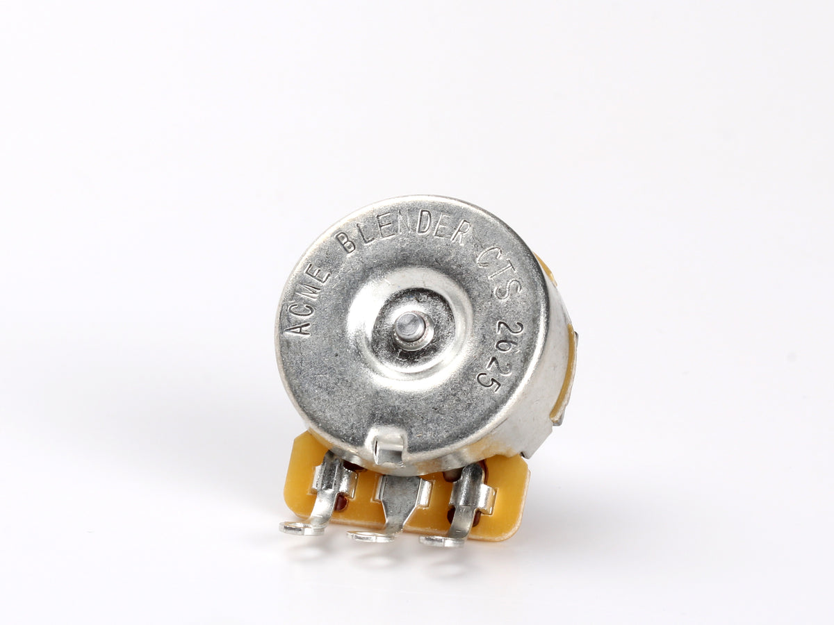 CTS Blender Pot, Split Shaft, 1/4" Thread Length, for Stratocaster - back, showing lugs and label