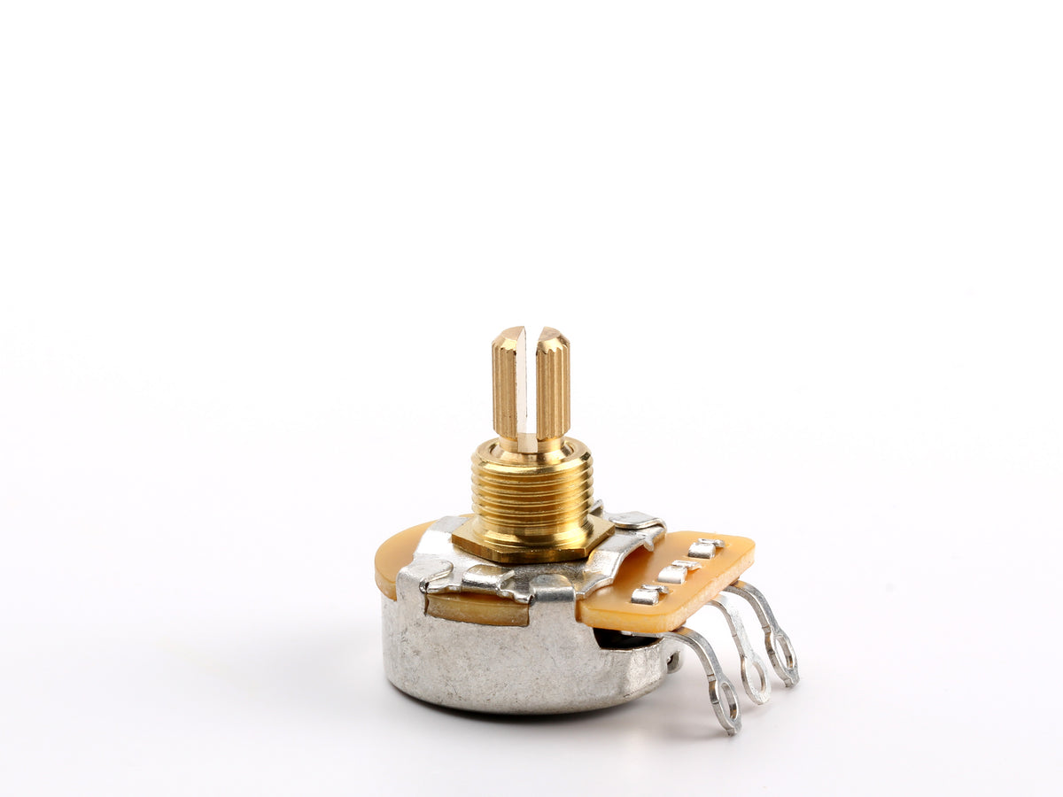 CTS 500k Audio Pot, Split Shaft, 1/4" Thread Length, for Stratocaster - front