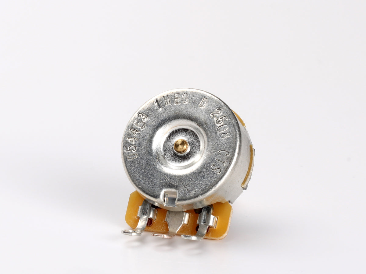 CTS 1M Linear Pot, Split Shaft, 1/4" Thread Length, for Jazzmaster - back, showing lugs and label
