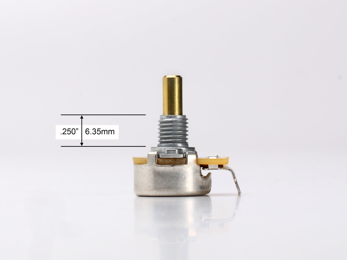 CTS 1M Linear Mini Pot, Bracket Mount, for Jazzmaster & Jaguar - side, showing shaft and thread length