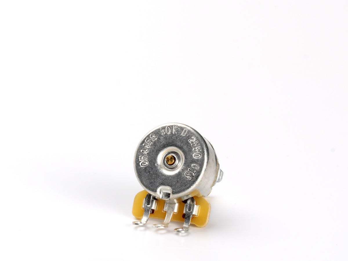 CTS 50k Linear Mini Pot, Bracket Mount, for Jazzmaster & Jaguar - back, showing lugs and label