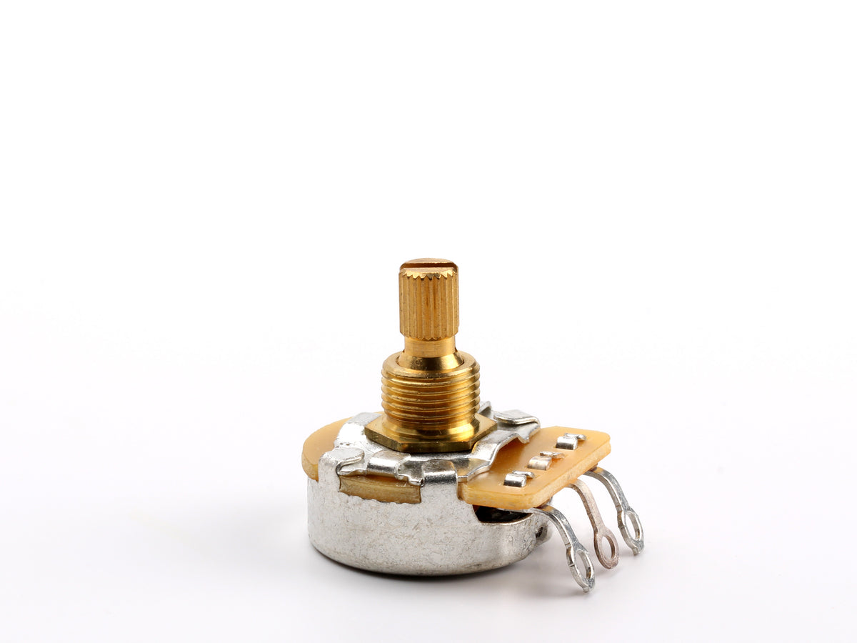 CTS 250k Audio Pot (450G), Split Shaft, 1/4" Thread Length - front