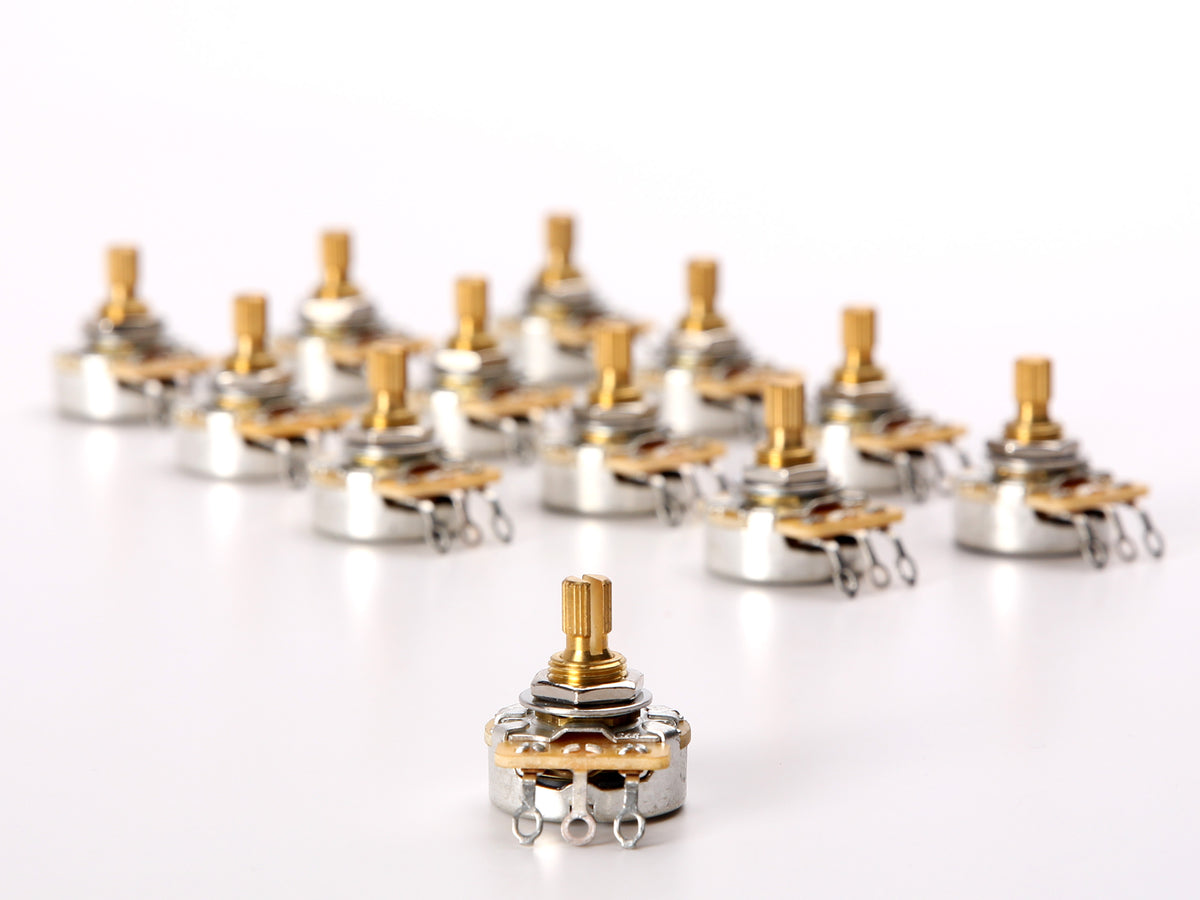 CTS 250k Audio Pot (450G), Split Shaft, 1/4" Thread Length, 12-Pack - pack: all 12 pots