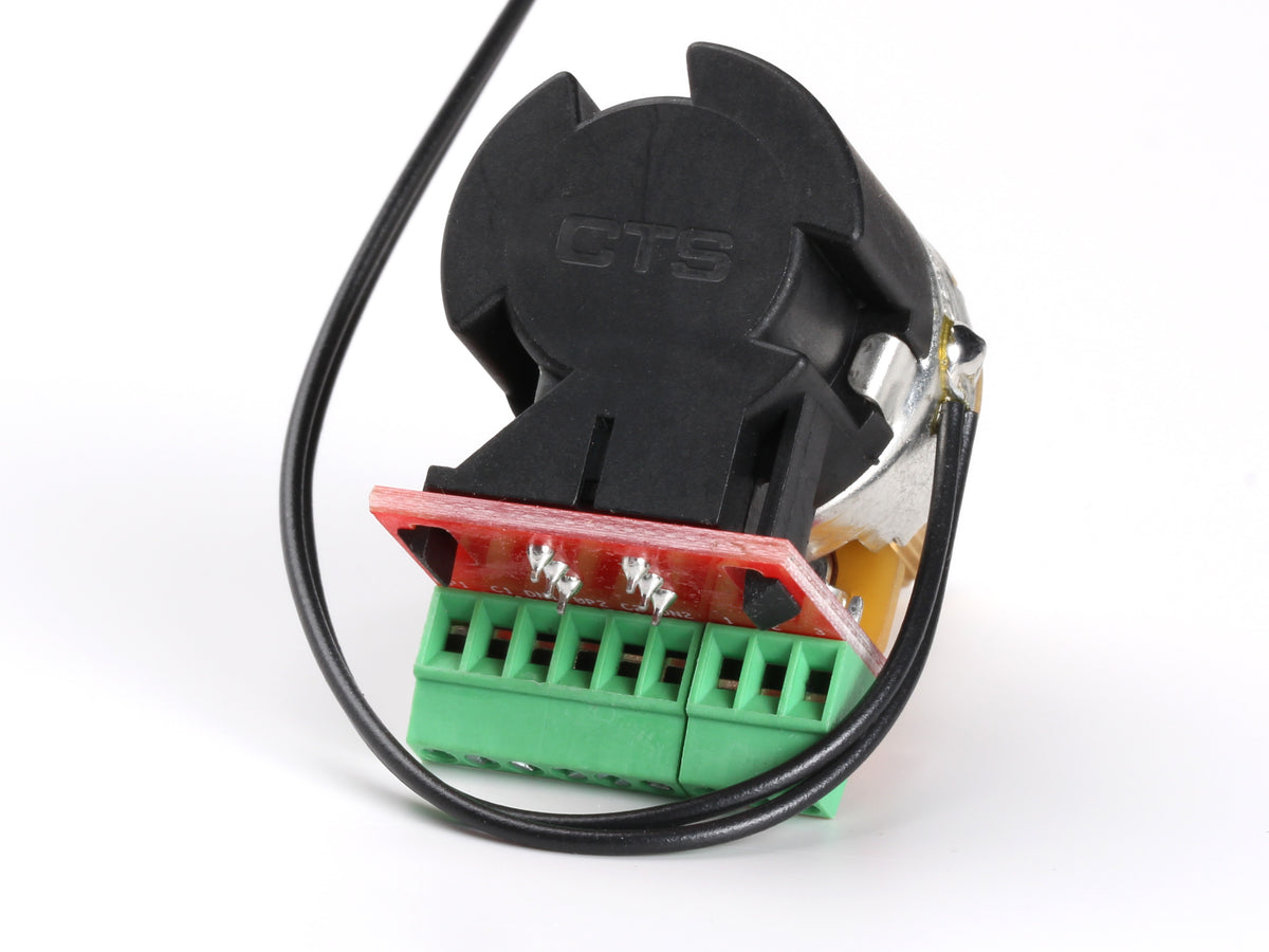 CTS 500k No-Solder Push/Pull, Split Shaft, Ground Wires Added - back, showing lugs and label
