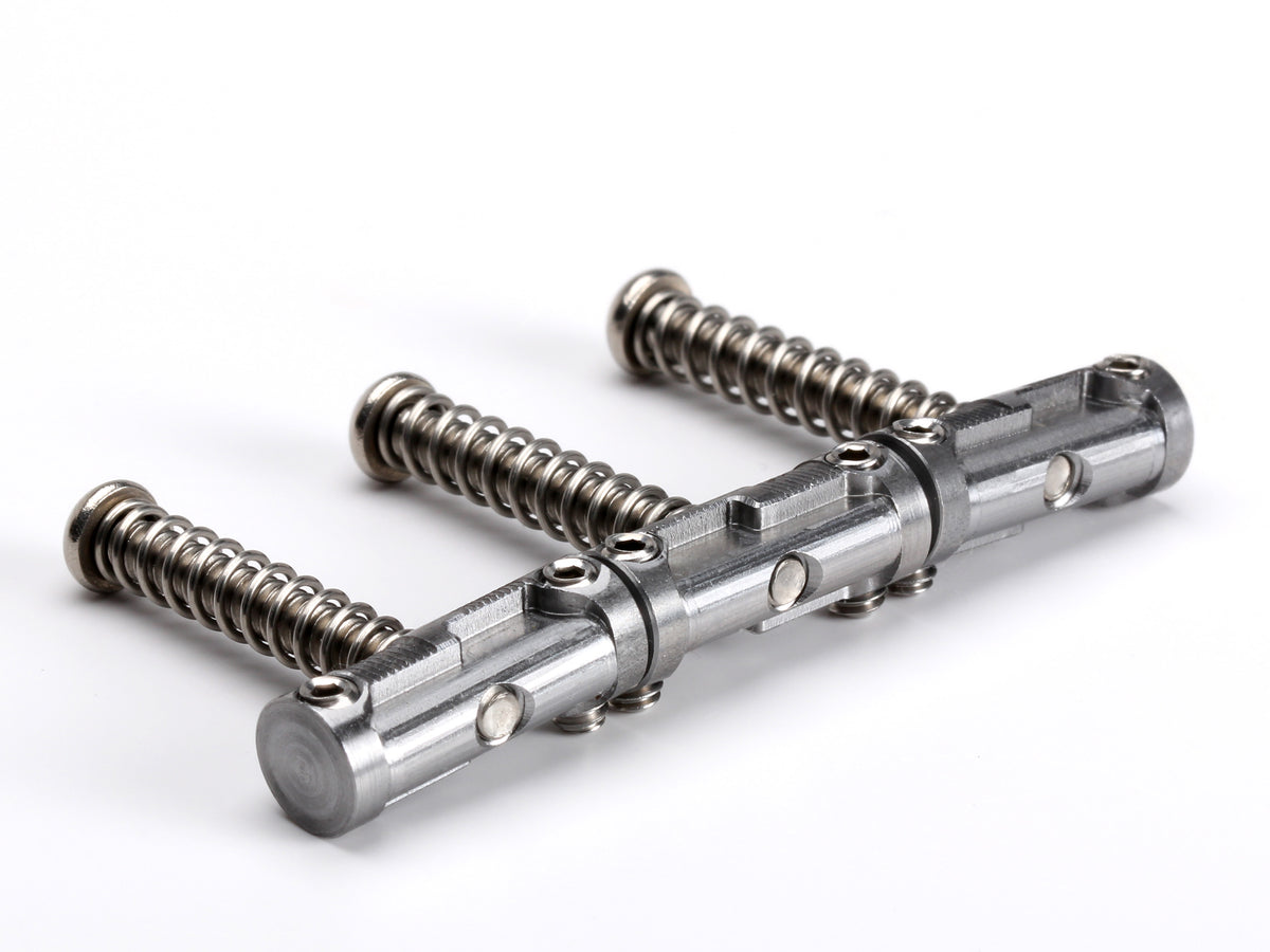 Music City Bridge Groove Master vintage alloy Tele saddles, set of three with height screws, intonation screws and springs