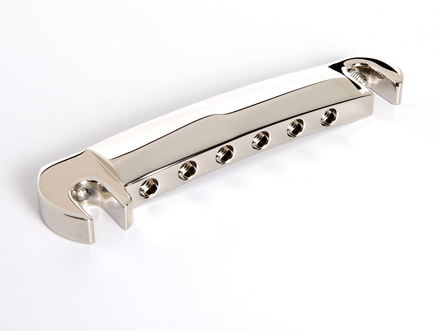 Music City Bridge "Stud Finder" bridge in polished nickel, front view