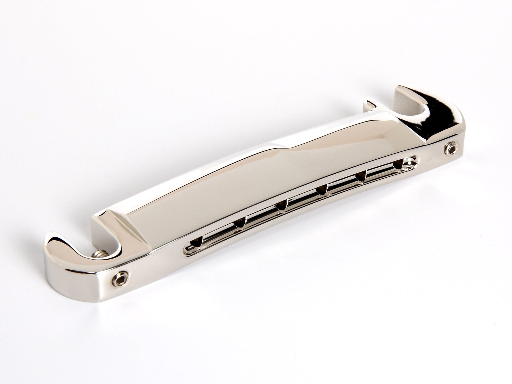 Music City Bridge "Stud Finder" bridge in polished nickel, rear view