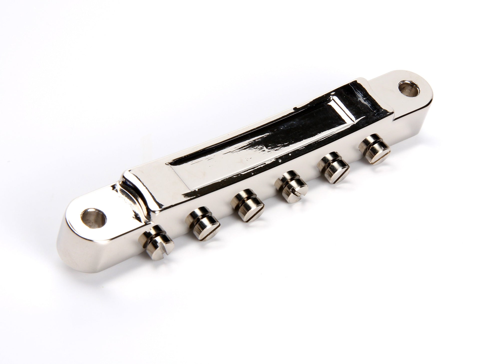 Non-wired ABR-1 bridge, zinc body, notched titanium saddles, nickel plated, underside