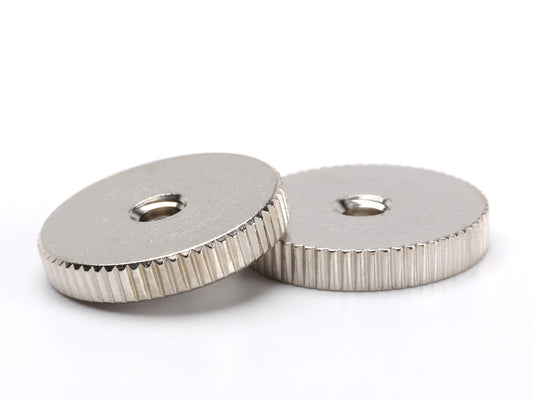 OEM thumbwheel set for ABR-1 bridge, 6-32 thread, nickel plated brass, fine knurl, pair