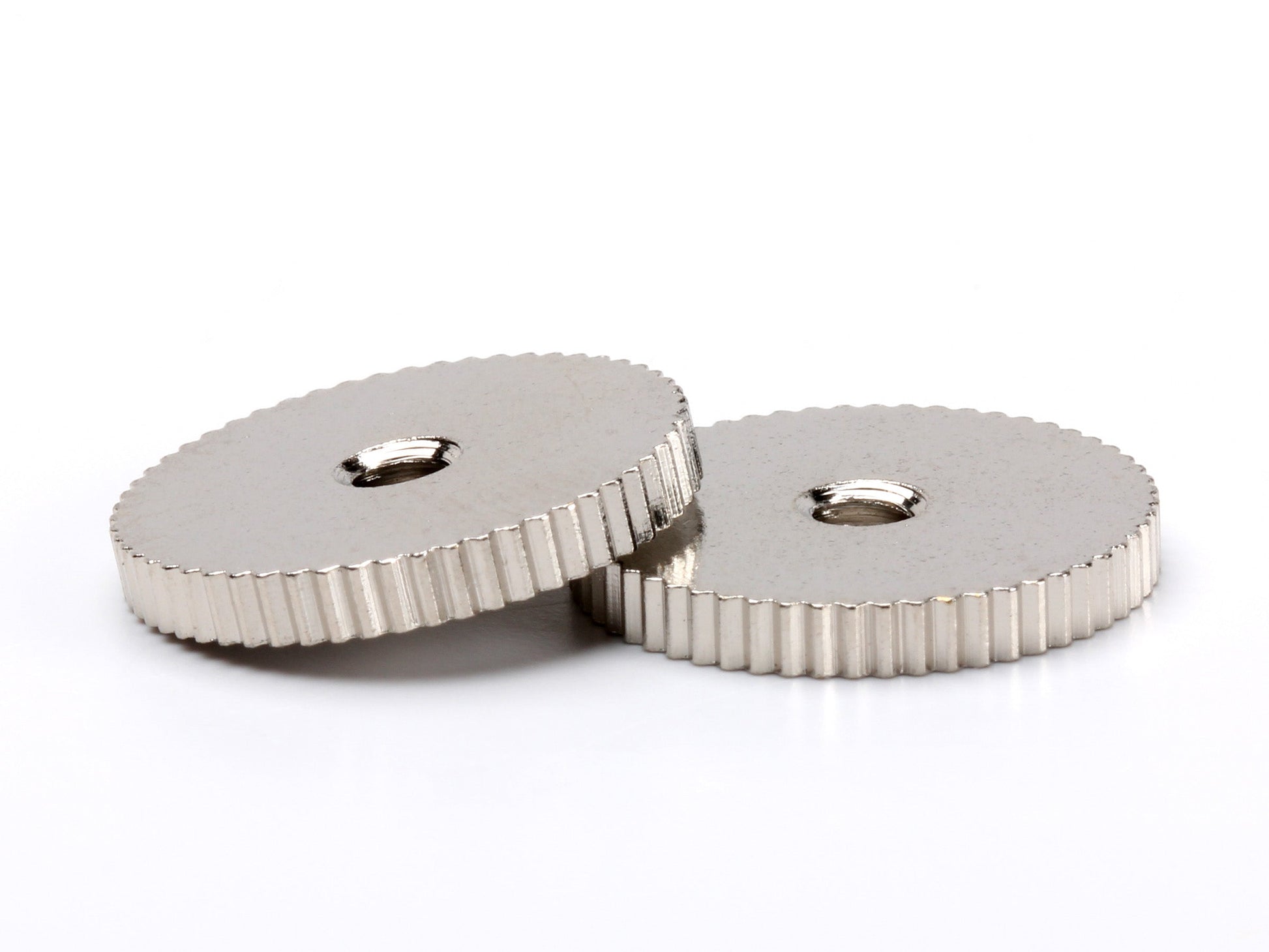 OEM thumbwheel set for ABR-1 bridge, 6-32 thread, nickel plated brass, thin vintage, pair