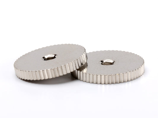 OEM thumbwheel set for ABR-1 bridge, 6-32 thread, nickel plated brass, thin vintage, pair