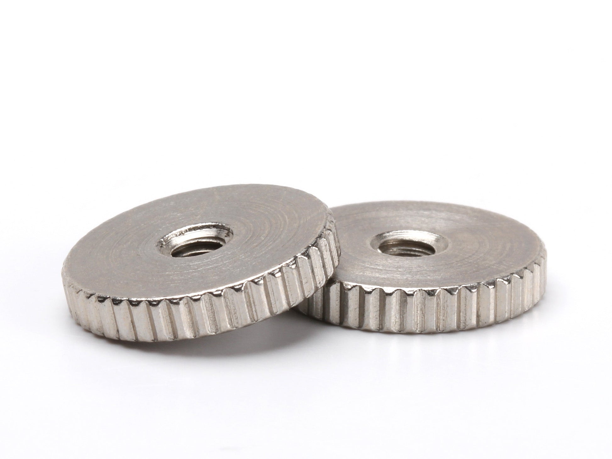 OEM thumbwheel set for ABR-1 bridge, 6-32 thread, nickel plated steel, coarse knurl, pair