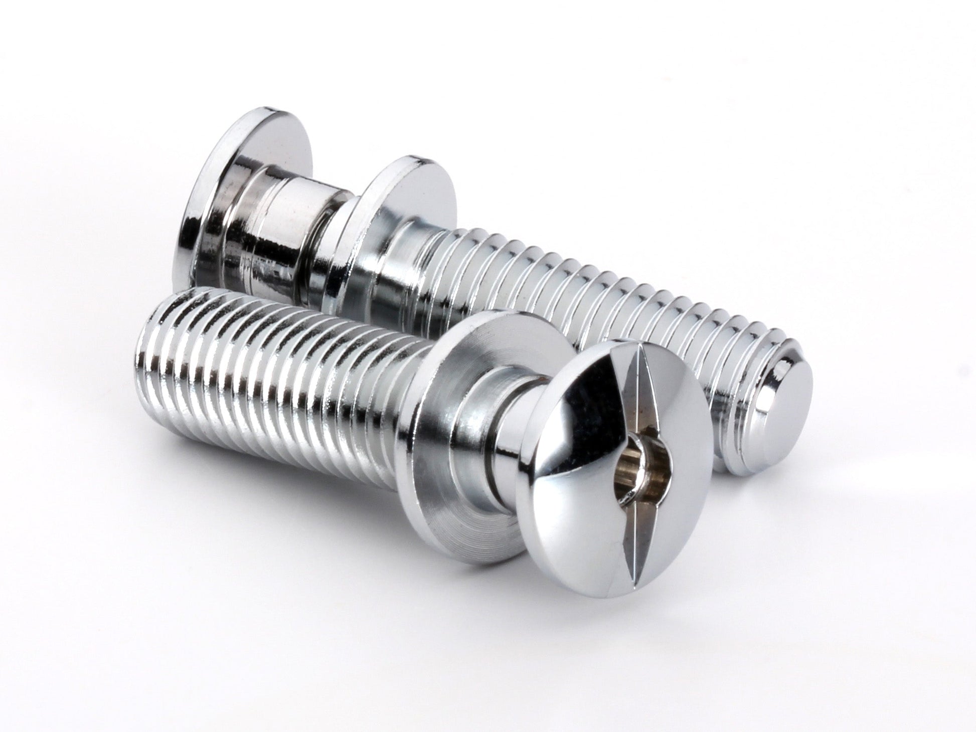 Locking stud set for stopbar or wraparound bridge, 5/16-24 thread, 25/32" thread length, button head, chrome, view 1
