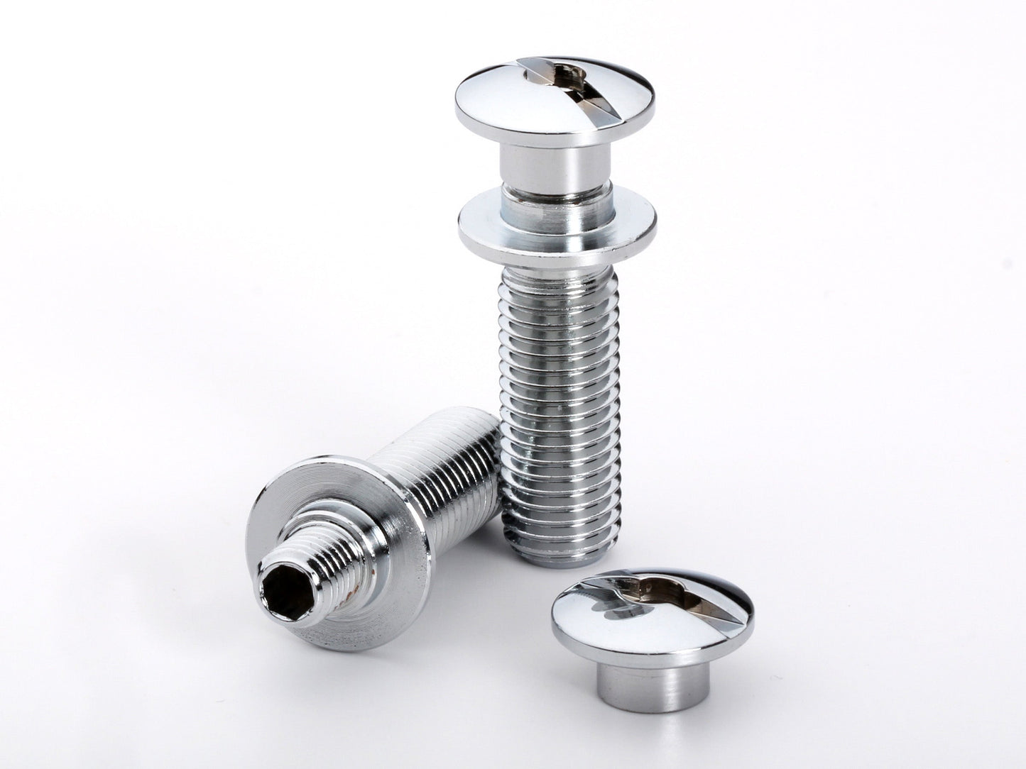 Locking stud set for stopbar or wraparound bridge, 5/16-24 thread, 25/32" thread length, button head, chrome, view 3