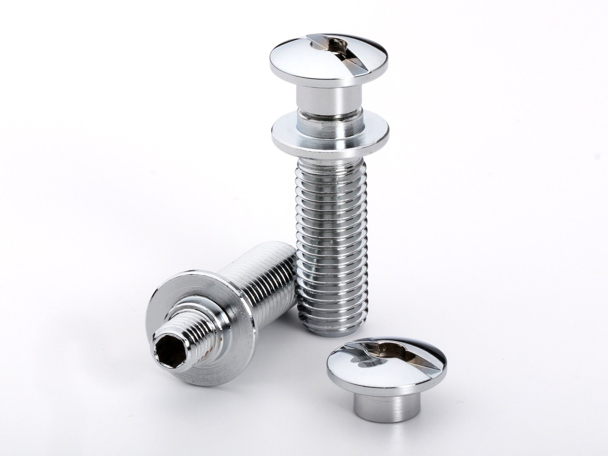 Locking stud set for stopbar or wraparound bridge, 5/16-24 thread, 25/32" thread length, button head, chrome, view 3