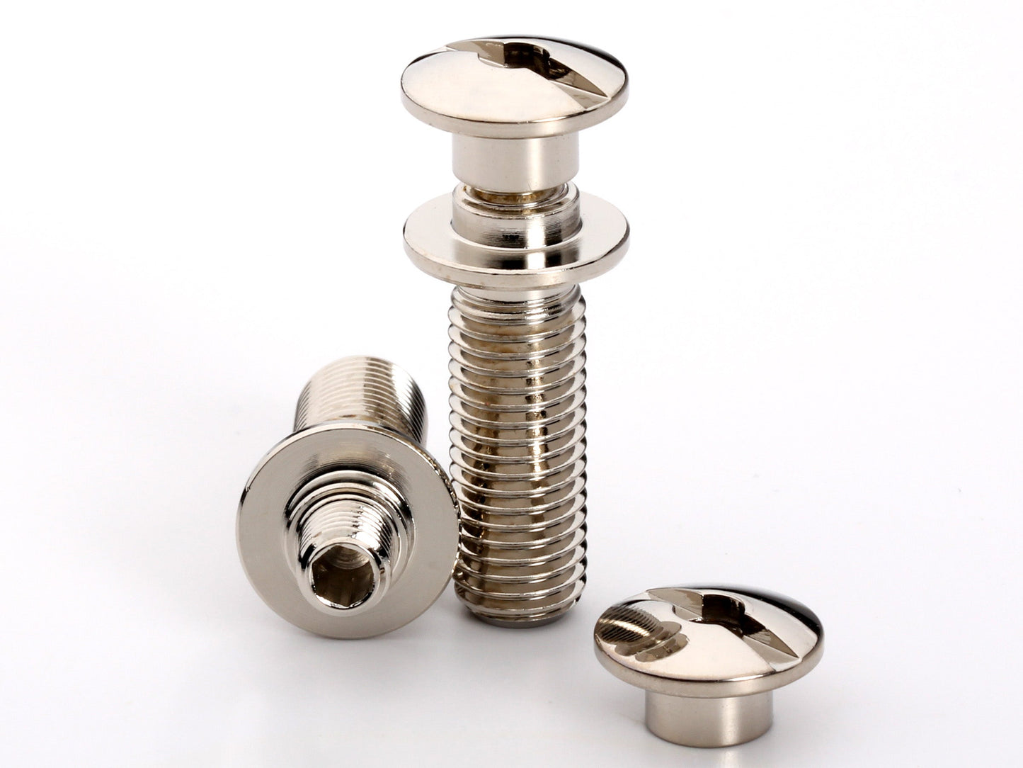 Locking stud set for stopbar or wraparound bridge, 5/16-24 thread, 25/32" thread length, button head, nickel, view 3