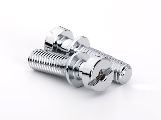Locking stud set for stopbar or wraparound bridge, M8 thread, 25/32" thread length, standard head, chrome, view 1