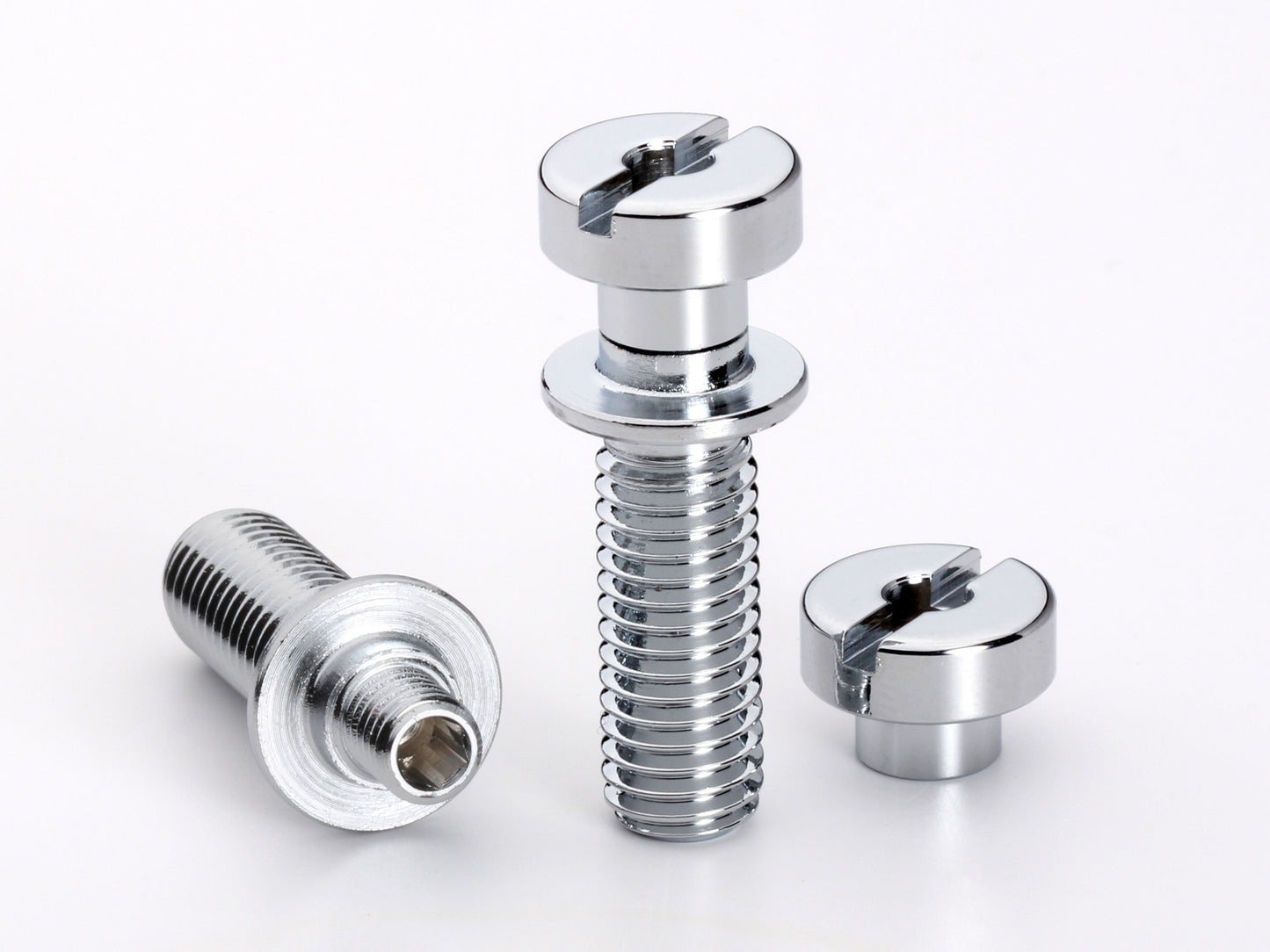 Locking stud set for stopbar or wraparound bridge, M8 thread, 25/32" thread length, standard head, chrome, view 2