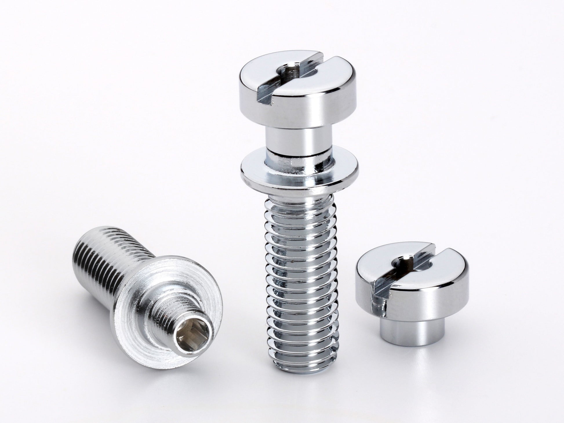 Locking stud set for stopbar or wraparound bridge, M8 thread, 25/32" thread length, standard head, chrome, view 2