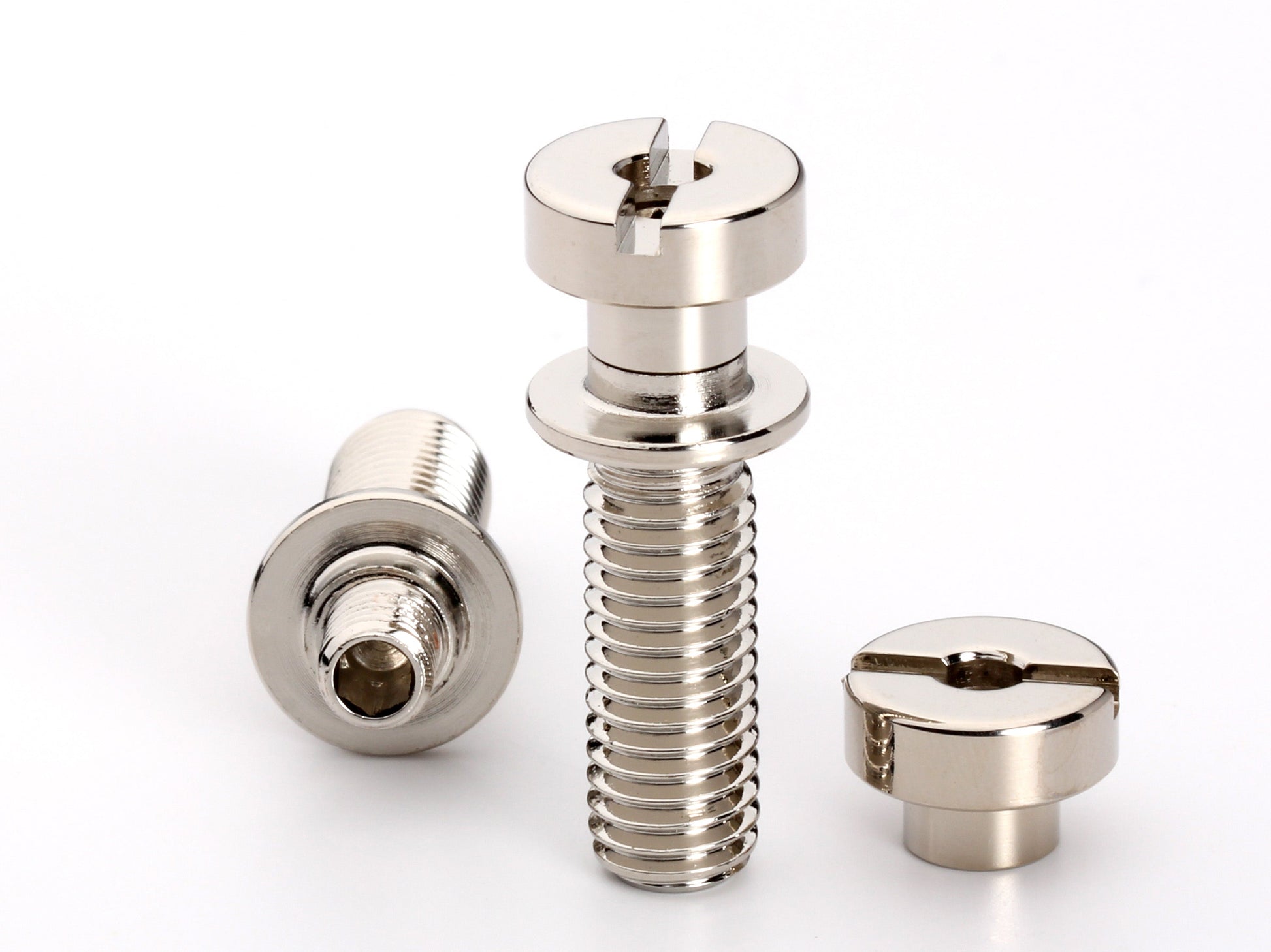 Locking stud set for stopbar or wraparound bridge, M8 thread, 25/32" thread length, standard head, nickel, view 2