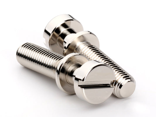 OEM stud set for stopbar or wraparound bridge, 5/16-24 thread, 15/16" thread length, nickel-plated brass, view 1