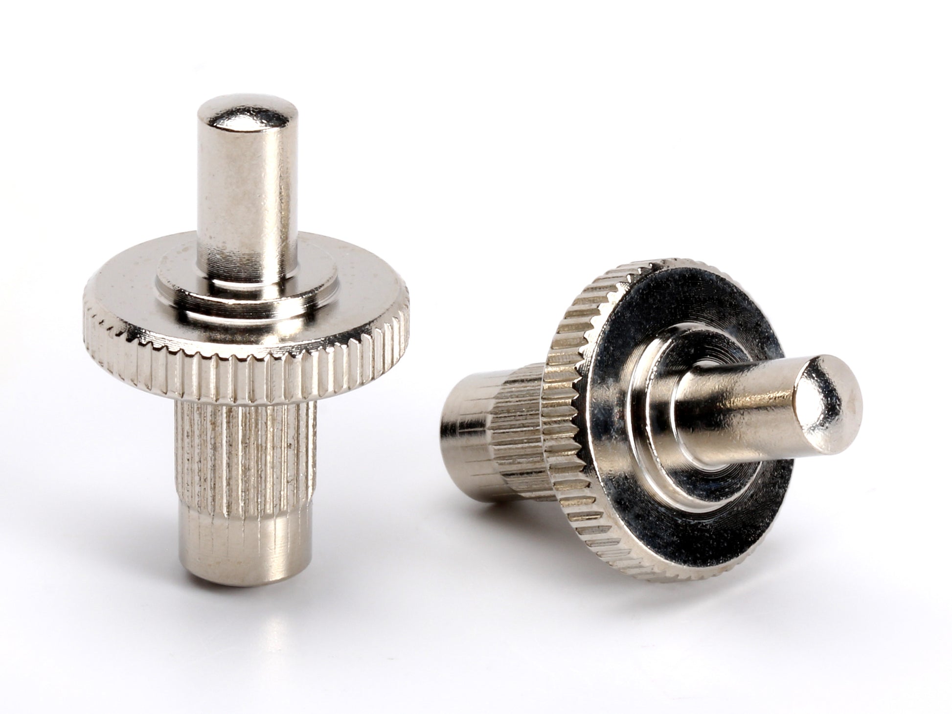 OEM Nashville bridge post set, M5 thread with 5mm post, nickel-plated brass, top