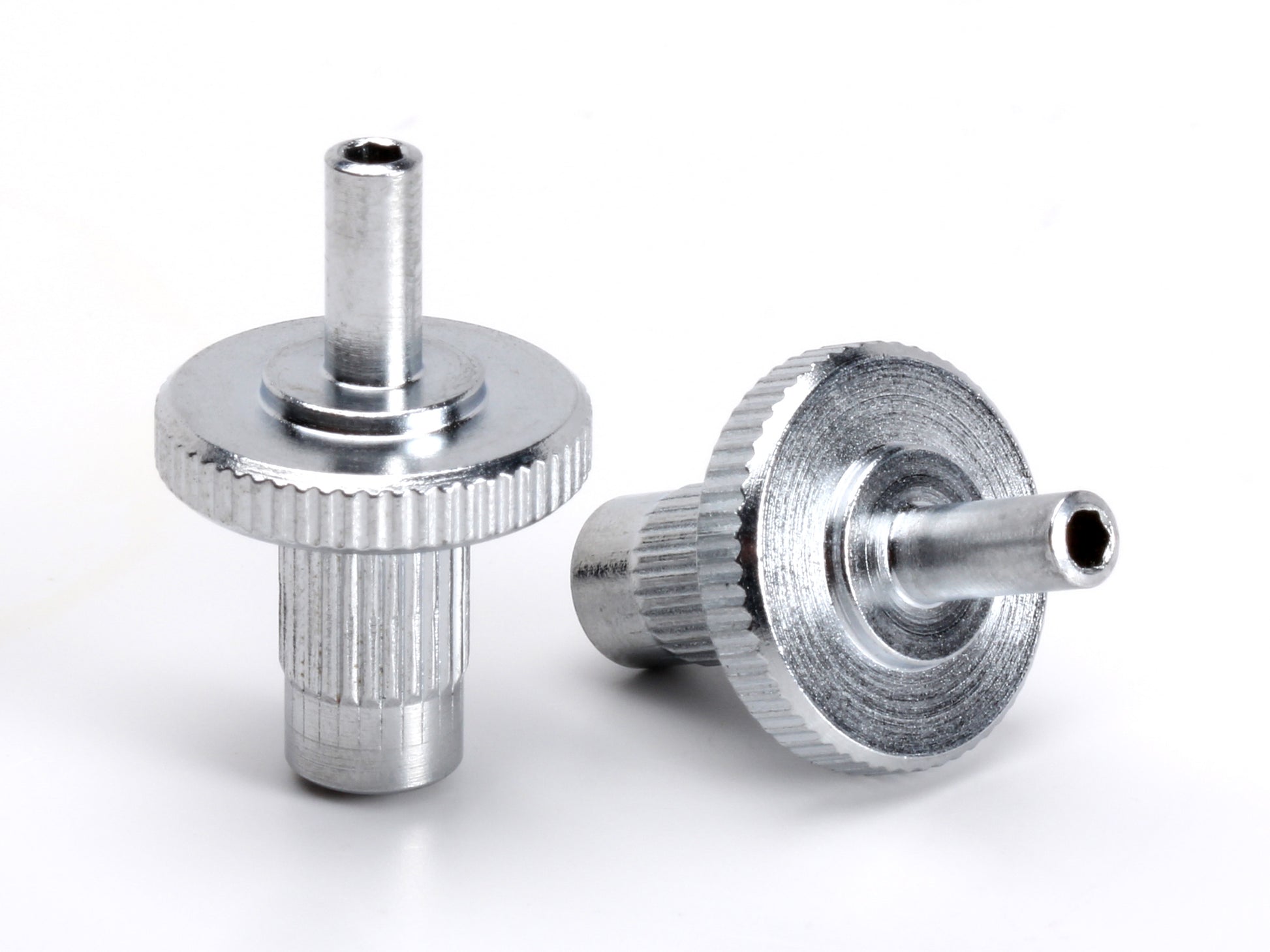 OEM Nashville to ABR1 conversion bridge post set, chrome-plated steel, with hex broach for ease of adjustment, top