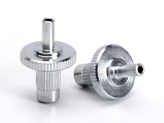 OEM Nashville bridge post set, M5 thread with 5mm post, chrome-plated steel, with hex broach for ease of adjustment, top