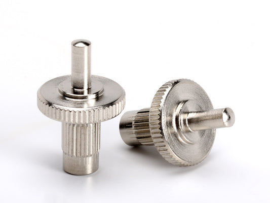 OEM Nashville bridge post set, M5 thread with 5mm post, nickel-plated steel, top