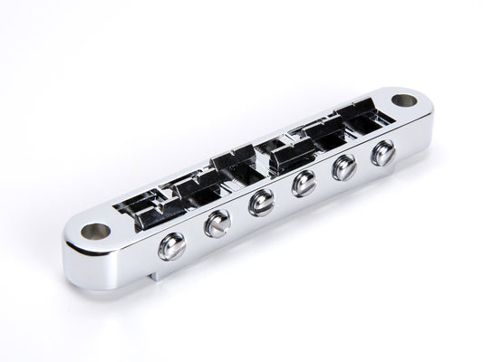 OEM Nashville tune-o-matic bridge, aluminum body with zinc saddles, chrome, front