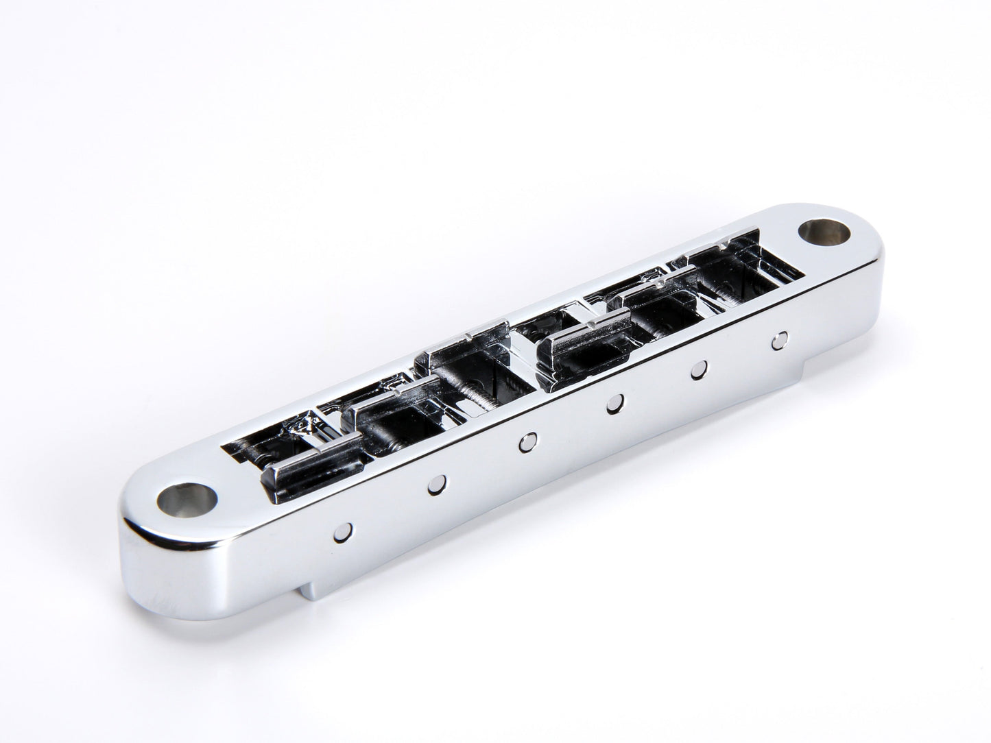 OEM Nashville tune-o-matic bridge, aluminum body with zinc saddles, chrome, rear