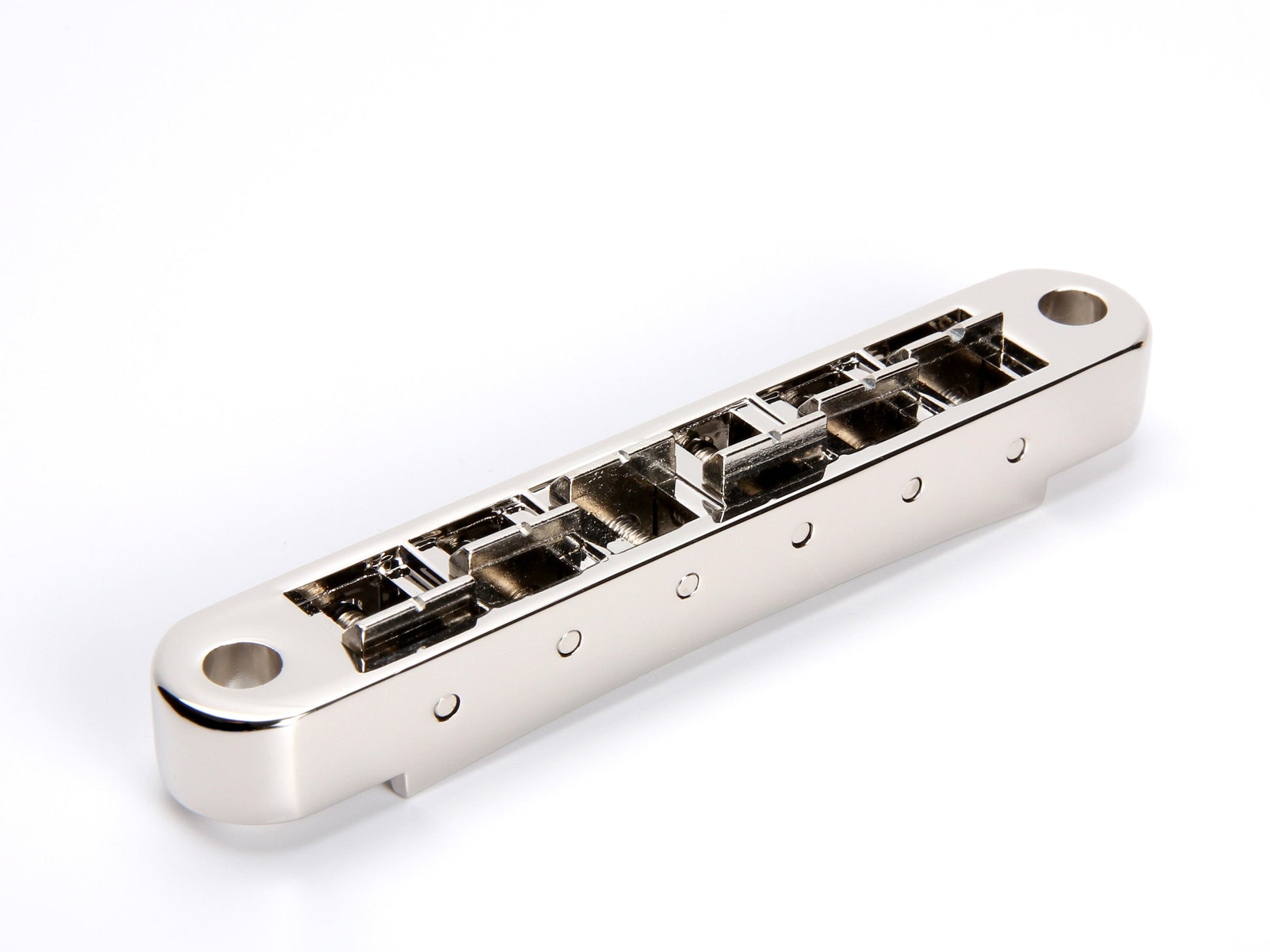 OEM Nashville tune-o-matic bridge, aluminum body with zinc saddles, nickel, rear