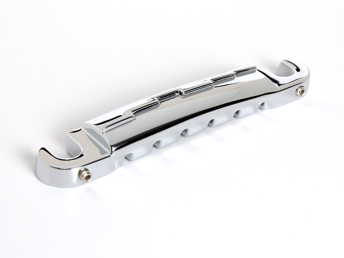 OEM lightning bar wraparound tailpiece compensated for unwound G string, chrome-plated zinc, rear