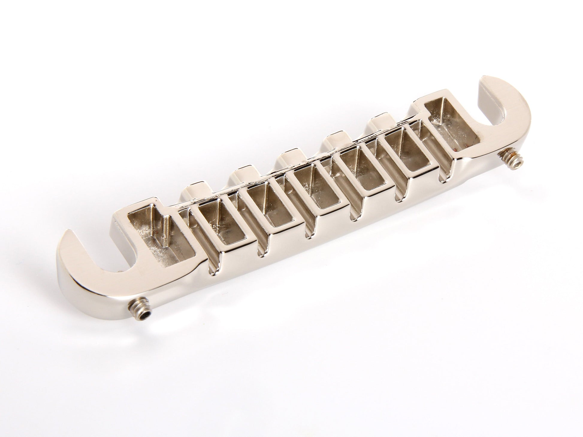 OEM lightning bar wraparound tailpiece compensated for unwound G string, nickel-plated zinc, underside